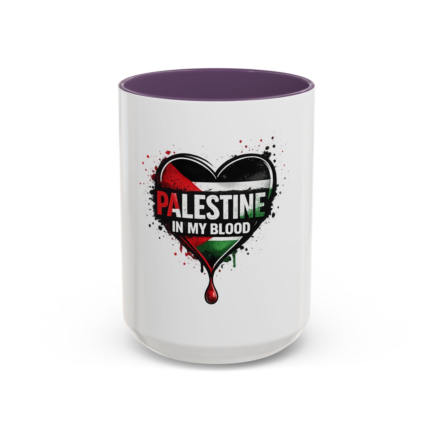 Palestine In My Blood Accent Coffee Mug — 11/15oz Heart Flag Drip