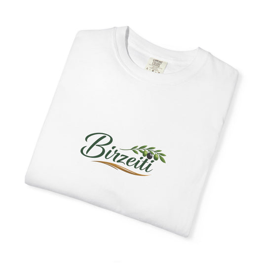 Birzeit Script T-Shirt — Minimal Olive Branch Design