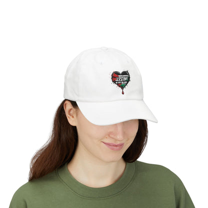Dad Cap — "Palestine in My Blood" Heart Logo Dad Hat