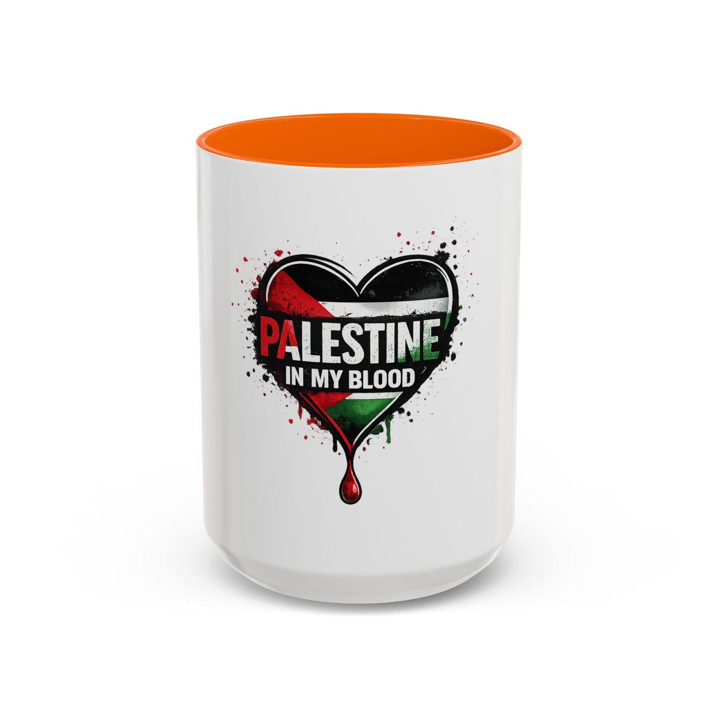 Palestine In My Blood Accent Coffee Mug — 11/15oz Heart Flag Drip