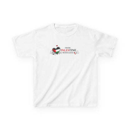Kids T‑Shirt — "From Palestine With Love" Heart Flag Design