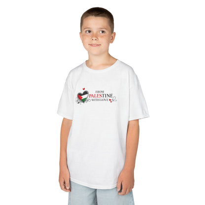 Kids T‑Shirt — "From Palestine With Love" Heart Flag Design