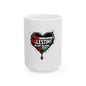 Palestine In My Blood Ceramic Mug — Heart Flag Protest Coffee Cup (11oz, 15oz)
