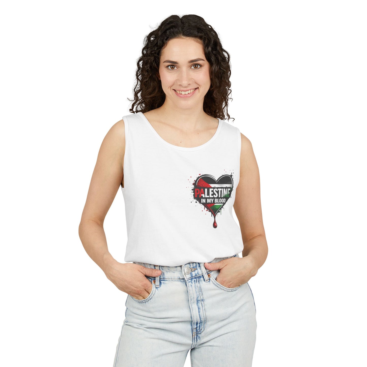 Palestine In My Blood Heart Graphic Tank Top