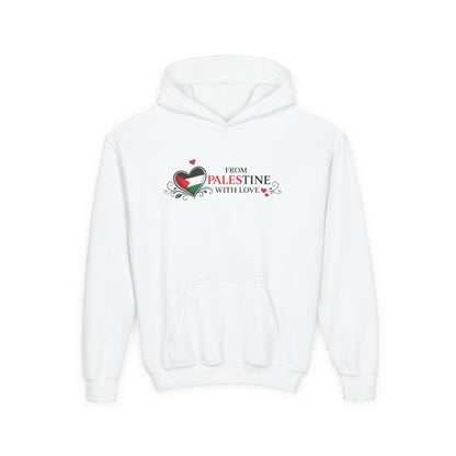 Youth Hoodie — "From Palestine With Love" Heart Design