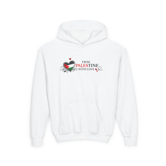 Youth Hoodie — "From Palestine With Love" Heart Design