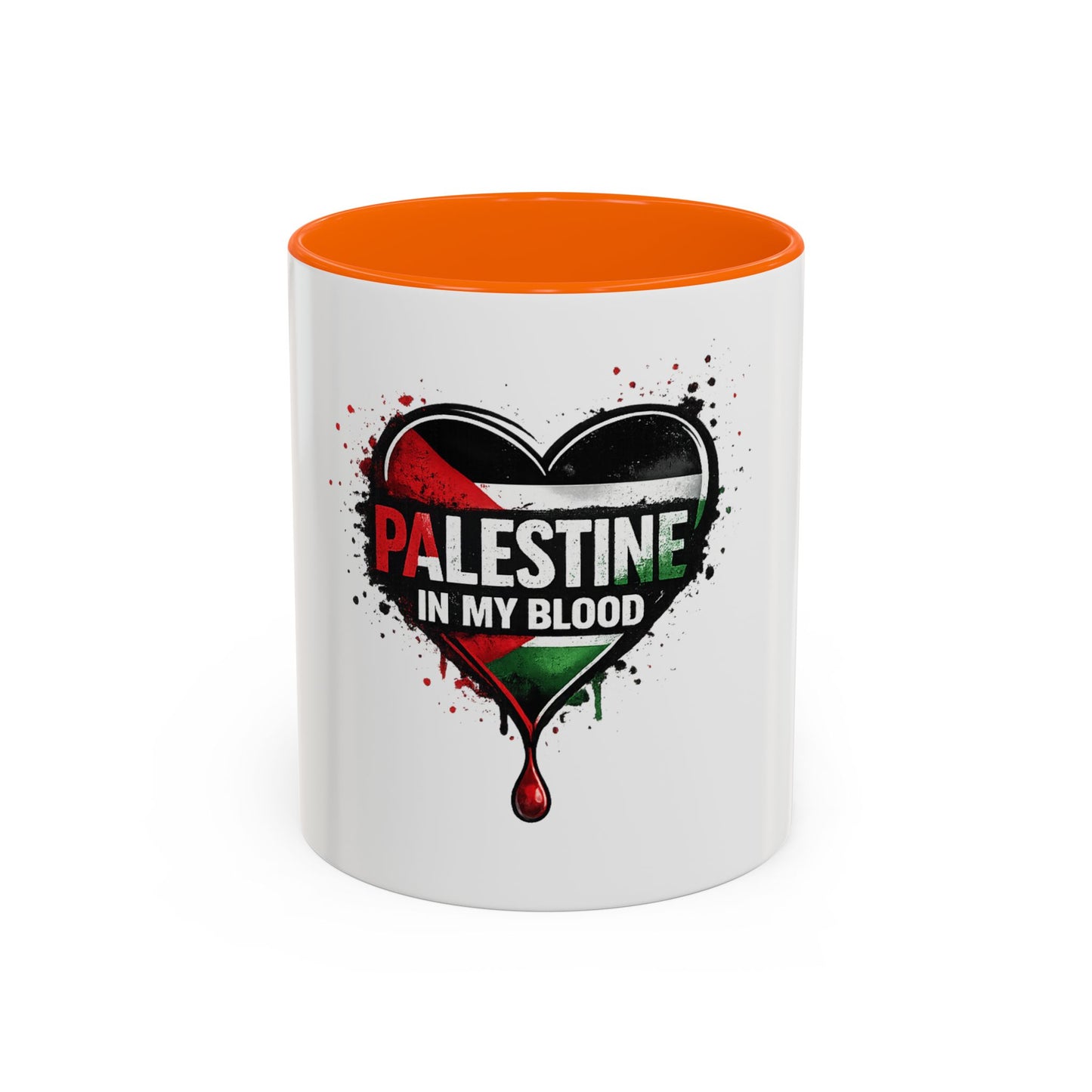 Palestine In My Blood Accent Coffee Mug — 11/15oz Heart Flag Drip