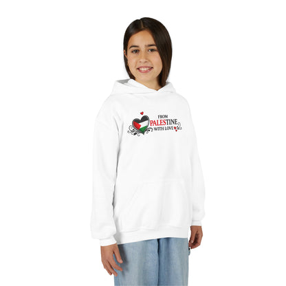 Youth Hoodie — "From Palestine With Love" Heart Design
