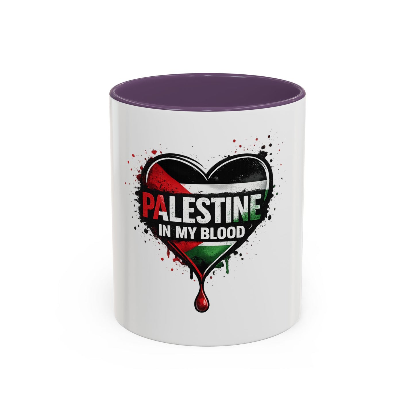 Palestine In My Blood Accent Coffee Mug — 11/15oz Heart Flag Drip