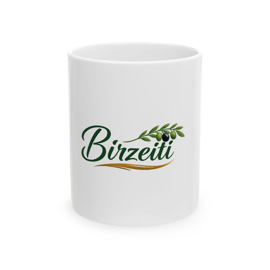 Birzeiti Olive Branch Ceramic Mug — 11oz & 15oz Coffee Cup
