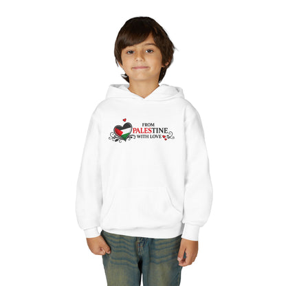 Youth Hoodie — "From Palestine With Love" Heart Design