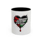 Palestine In My Blood Accent Coffee Mug — 11/15oz Heart Flag Drip